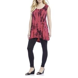 Bryn Walker Aldous Aguilos Pink Black Tie Dye Sleeveless Jersey Tunic Top Large